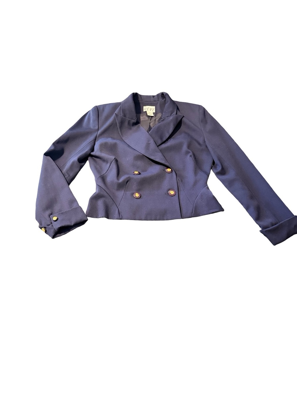 Vintage, Military Style 100% Wool Double Breasted  Navy Blue Women’s Blazer  M